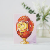 ベビーイースターフラッパーひよこ赤い卵の水のカラーアート ポストカード (スタンド正面)