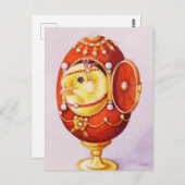 ベビーイースターフラッパーひよこ赤い卵の水のカラーアート ポストカード (正面/裏面)