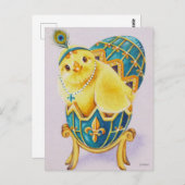 ベビーイースターフラッパーチックブルーエッグウォーターカラーアート ポストカード (正面/裏面)