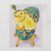 ベビーイースターフラッパーチックブルーエッグウォーターカラーアート ポストカード (正面)