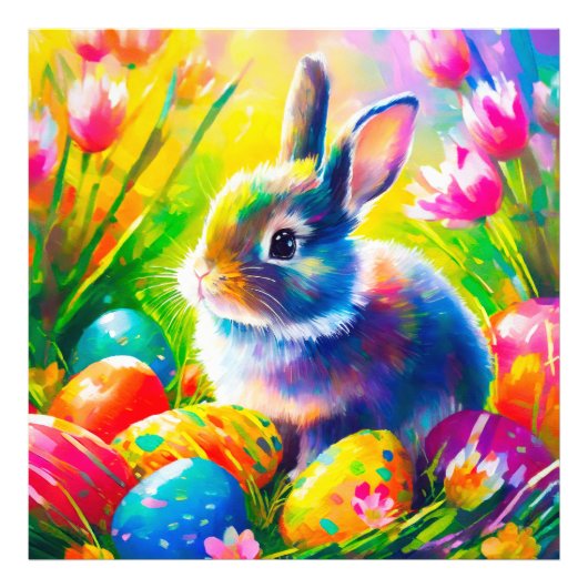 ベビーイースター絵を描バニーの–91451 フォトプリント            (正面)