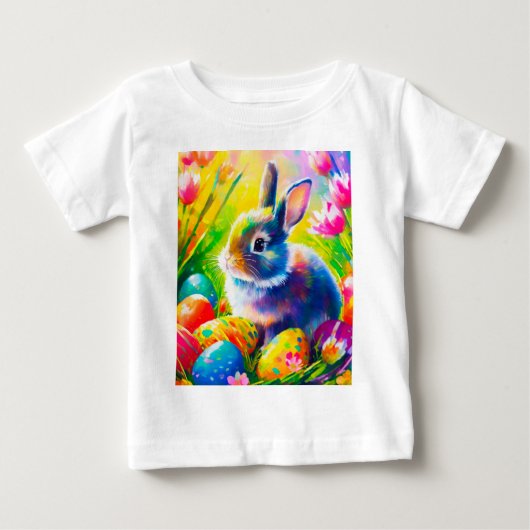 ベビーイースター絵を描バニーの–91451 ベビーTシャツ (正面)