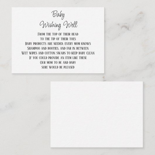 ベビーウィングウェル赤ちゃんシャワーミニカード エンクロージャーカード (正面/裏面)