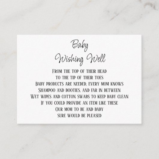 ベビーウィングウェル赤ちゃんシャワーミニカード エンクロージャーカード (正面)