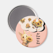 ベビーウサギ及びひまわり円磁石 マグネット (正面/裏面)