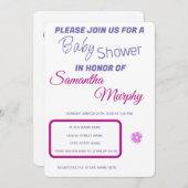 ベビーウサギ |ベビーシャワー招待状 招待状 (正面/裏面)