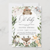 ベビーウッドランドアニマルズベビーシャワー招待状 招待状 (正面)