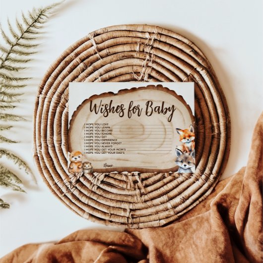 ベビーウッドランド動物の赤ちゃんシャワーカードのご希望 エンクロージャーカード