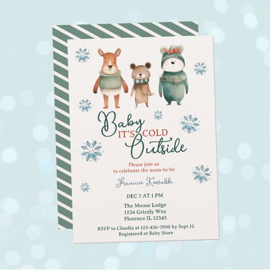 ベビーウッドランド外の冷たいアニマルシャワー 招待状