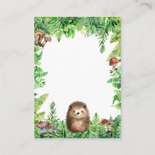 ベビーウッドランド植物性ベビーシャワー用の本 エンクロージャーカード (裏面)