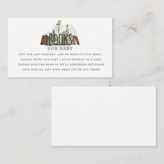 ベビーウッドランド赤ちゃんシャワー図書依頼 エンクロージャーカード (正面/裏面)