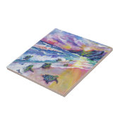 ベビーウミガメとビーチセラミックタイル タイル (側面)