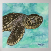 ベビーウミガメの海岸の装飾かわいいプリントアート ポスター (正面)