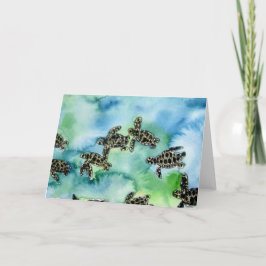 ベビーウミガメは爬虫性の動物絵画野生動物 カード