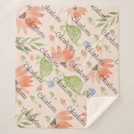 ベビーウミガメ水彩手絵を描形 シェルパブランケット