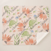 ベビーウミガメ水彩手絵を描形 シェルパブランケット (正面(横))