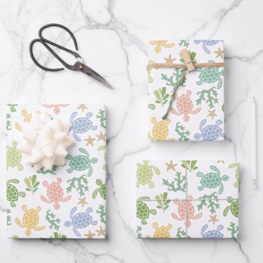 ベビーウミガメ ラッピングペーパーシート (正面)
