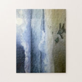 ベビーウミガメ、満月下の海波 ジグソーパズル (縦)