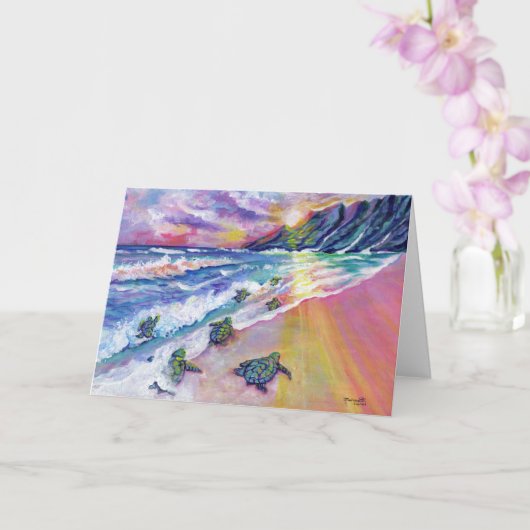 ベビーウミガメat theビーチカウアイハワイカード カード (蘭)