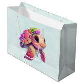 ベビーウミタートルピンク&かわいい ラージペーパーバッグ (正面アングル)