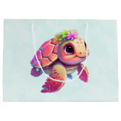 ベビーウミタートルピンク&かわいい ラージペーパーバッグ (裏面)