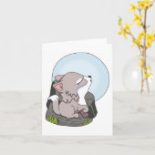 ベビーウルフカッブハウリングザムーンジェネリック任意の用途 カード (黄色い花)