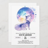 ベビーウルフズウッドランドアドベンチャーベビーシャワー 招待状 (正面/裏面)