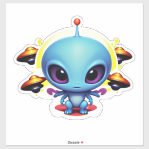 ベビーエイリアンとUFO シール