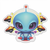 ベビーエイリアンとUFO シール (正面)