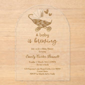 ベビーエレガントがコーヒーの赤ちゃんシャワーを醸造している アクリル招待状 (正面)