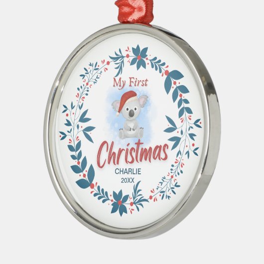 ベビーエレガントの初めてのクリスマス(名前あり) メタルオーナメント (左)