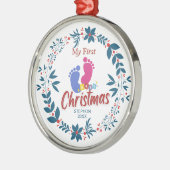 ベビーエレガントの初めてのクリスマス(名前あり) メタルオーナメント (左)