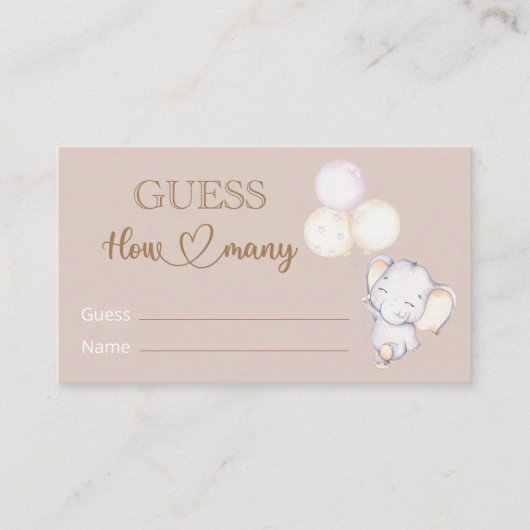 ベビーエレガントの赤ん坊のシャワーはいくつかを推測 エンクロージャーカード (正面)