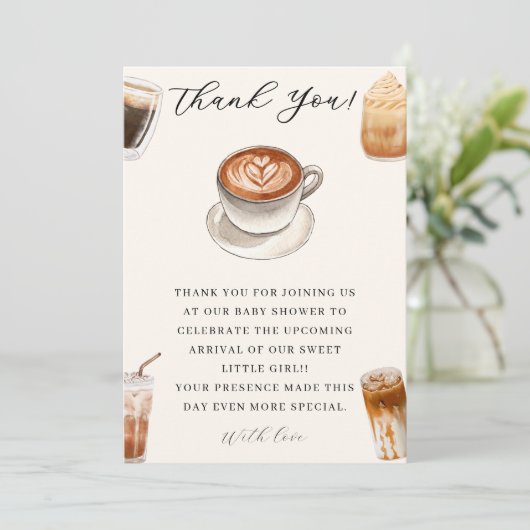 ベビーエレガントはコーヒーの赤ちゃんシャワーを醸造している サンキューカード (スタンド正面)