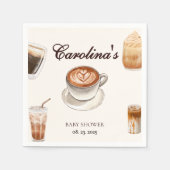 ベビーエレガントはコーヒーの赤ちゃんシャワーを醸造している スタンダードカクテルナプキン (正面)
