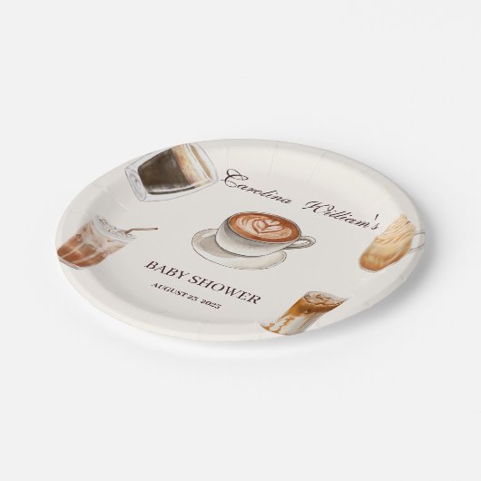 ベビーエレガントはコーヒーの赤ちゃんシャワーを醸造している ペーパープレート (アングル)