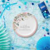 ベビーエレガントイン開花ピンクの女の子の水色の花 ペーパープレート (パーティー)