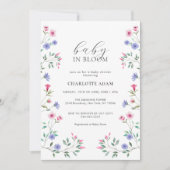 ベビーエレガントイン開花ワイルドフラワーベビーシャワー 招待状 (正面)