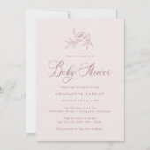 ベビーエレガントガールピンクシャワー招待状 招待状 (正面)