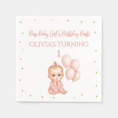 ベビーエレガントガールボスと金ゴールドドット – 誕生日 スタンダードカクテルナプキン (正面)