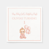 ベビーエレガントガールボスと金ゴールドドット – 誕生日 スタンダードカクテルナプキン (正面)