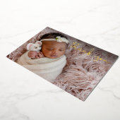 ベビーエレガントガール写真ありがとうスクリプト金ゴールド 箔シーズンカード (回転した状態)