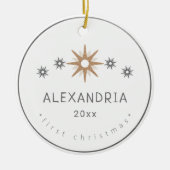 ベビーエレガントガール初めてのクリスマスシルバースター セラミックオーナメント (正面)