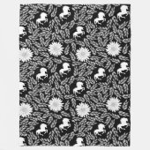 ベビーエレガントガール白黒ユニコーン模様 フリースブランケット (正面)