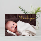 ベビーエレガントガール誕生写真ありがとうスクリプト 箔シーズンカード (立ち正面)