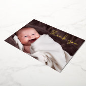 ベビーエレガントガール誕生写真ありがとうスクリプト 箔シーズンカード (回転した状態)