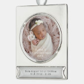 ベビーエレガントガール誕生統計初めてのクリスマス シルバープレートバナーオーナメント (左)