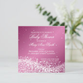 ベビーエレガントシャワーきらめく波ピンク 招待状 (スタンド正面)