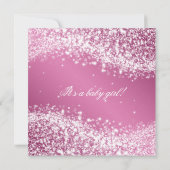 ベビーエレガントシャワーきらめく波ピンク 招待状 (裏面)