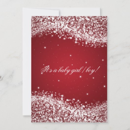 ベビーエレガントシャワーきらめく波（赤） 招待状 (裏面)